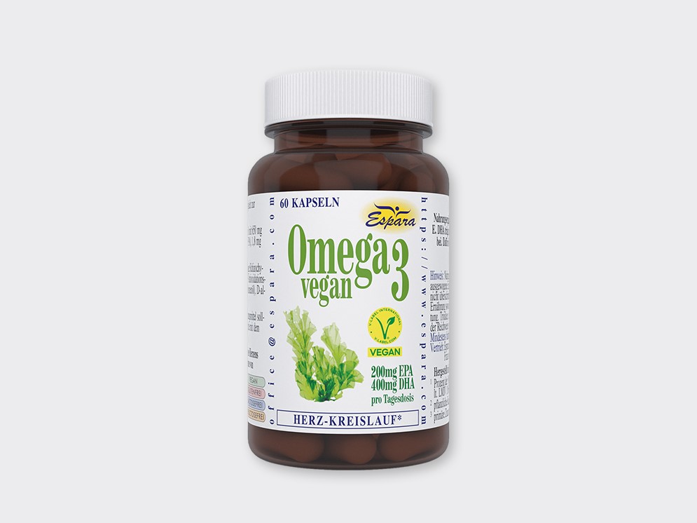 Omega-3 vegan Kapseln mit Hintergrund © Espara