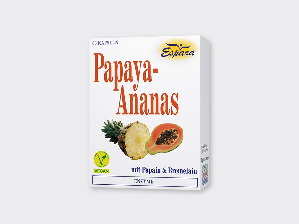 Papaya-Ananas Kapseln mit Hintergrund © Espara