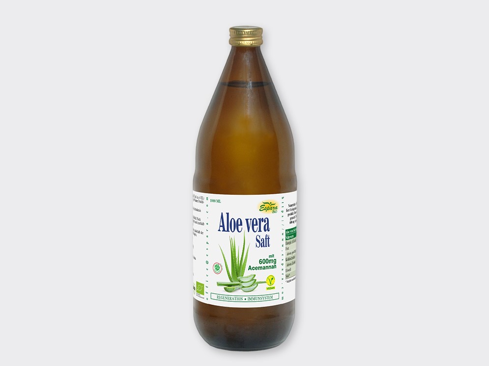 Aloe vera BIO Saft mit Hintergrund © Espara