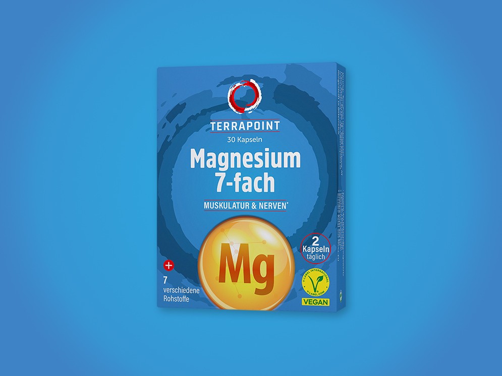 Magnesium 7-fach Kapseln mit Hintergrund © TerraPoint